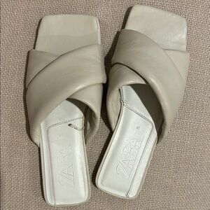 Zara light beige offwhite Flat slipon sandals slides